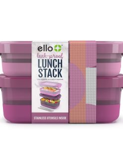 Lunch Bento Stack Plastic Food Storage Container. Set of 2