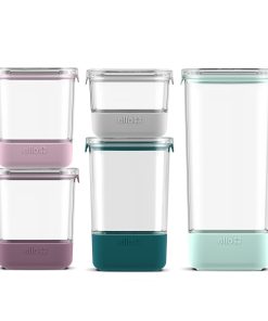 Plastic Food Storage Canisters with Airtight Lids. Set of 5