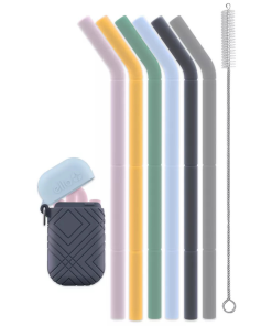 Fold and Store Silicone Straw Set with Case